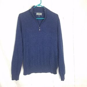 Qi new york cashmere 1/4 zip blue sweater